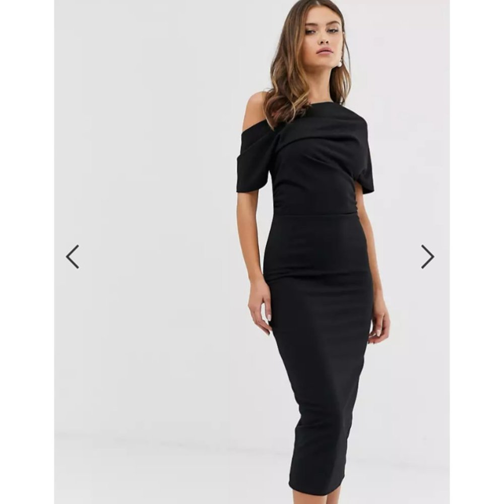 ASOS DESIGN Pleated Shoulder Pencil Dress